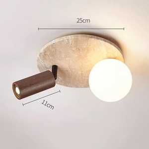 Lámpara de <span class=keywords><strong>techo</strong></span>/pared de doble Luz | Wabi-Sabi E14 <span class=keywords><strong>Globo</strong></span> y foco ajustable | Accesorio de iluminación minimalista con textura de piedra - Product Image 2