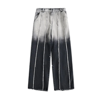 Ensemble de veste en jean pour homme personnalisé, haut de gamme, épais, effet vieilli, style streetwear de luxe, teinture ombrée, deux pièces, pour marque