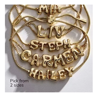 Bracelet DIY en laiton plaqué or 18 carats avec initiales A-Z en forme de bulles épaisses pour femme