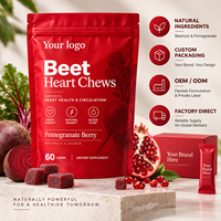 Gummies de Betterave à la Grenade et aux Baies, Extrait de Betterave, Soin Cardiaque, Complément Alimentaire, OEM ODM, Étiquettes Privées Personnalisées