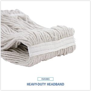 Tête de balai serpillère en microfibre Boardwalk 2032CCT, en coton coupé, sans tissu. 32 poignées réglables blanches pour usage domestique, 12 par carton - Product Image 6