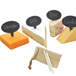 Ensemble de 6 pièces marqueurs à fromage en <span class=keywords><strong>ardoise</strong></span> noire naturelle étiquettes étiquettes écologiques <span class=keywords><strong>craie</strong></span> d'écriture en gros pour fête dîner mariage - Product Image 1