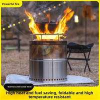 Poêle à bois d'extérieur StrideOut en acier inoxydable pliable, four à bois résistant aux hautes températures, ne se déforme pas, 50x42cm, camping