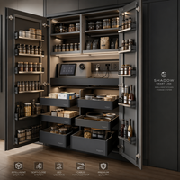 Cuisine de Luxe Intelligente pour Geeks : Meuble de Cuisine avec Écran Tactile Intégré, Îlot Noir Obsidienne, Solution ODM Sur Mesure pour Villa