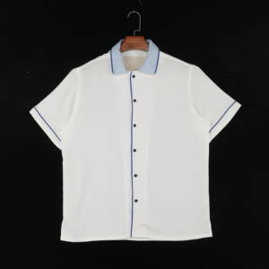 Camicie Estive da Uomo in Twill 100% Cotone di Alta Qualità, Anti-Piega, Traspiranti, con <span class=keywords><strong>Colletto</strong></span> a Contrasto, Vestibilità Ampia e Maniche Corte - Product Image 1