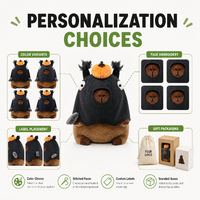 Peluche personnalisée Capybara en coton PP et polyester, brodée, tissu super doux, anti-stress, vente directe usine, OEM ODM
