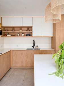 خزانات مطبخ صغيرة عصرية بأبواب كاملة بسطح ميلامين مقاومة للماء-ضمان لمدة عامين - Product Image 5