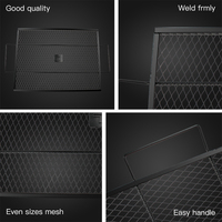 Grille de barbecue carrée noire antiadhésive de grande taille pour camping en extérieur