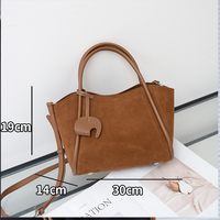 Tas Keranjang Wanita Kulit Asli Suede Berkualitas Tinggi Grosir, Tas Tangan Kulit Frosted Matte Awet, Tas Bucket Wanita