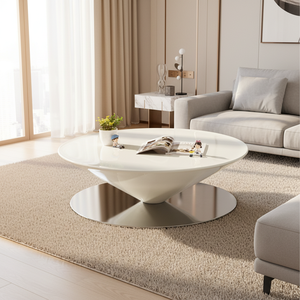 <span class=keywords><strong>Table</strong></span> <span class=keywords><strong>basse</strong></span> en fibre de verre <span class=keywords><strong>blanche</strong></span> de luxe avec pieds en acier et fonction de rangement, design moderne pour les petits appartements - Product Image 6