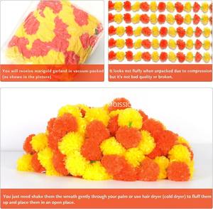 Guirnalda de caléndula india de 5 pies para bodas Diwali y decoraciones del Día de los muertos Guirnaldas florales elegantes - Product Image 2