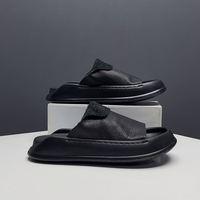 Claquettes pour hommes en EVA à rayures blanches, à bout ouvert, antidérapantes, pour l'intérieur, pantoufles d'été, motif uni, doublure en PU, chaussures décontractées