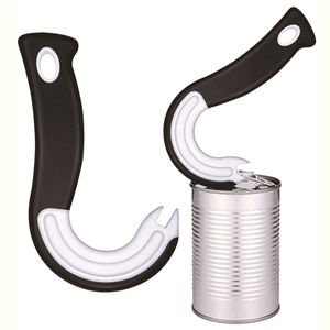 Abrelatas portátil en forma de J con agarre fácil, de plástico, antideslizante, para abrir tapas de frascos, herramienta multifuncional con anillo de tracción. - Product Image 1
