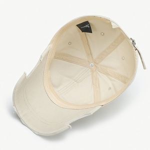 Casquette de baseball rétro déchirée à 6 panneaux en 100 % coton, unisexe, réglable, à visière souple et incurvée, motif satiné, printemps/été - Product Image 4