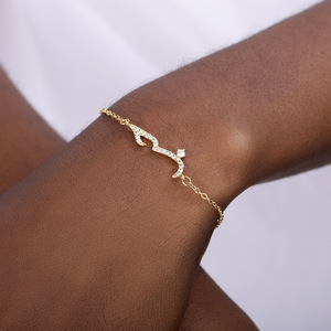 Pulsera de Letras con Circonitas para Mujer, Oro Rosa, Amuleto Árabe de Amor, Joyería con Microincrustaciones para Uso Diario - Product Image 4