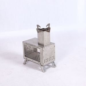 Estufa portátil de acero inoxidable para quemar leña, para acampar al aire libre, calefacción de tiendas de campaña, horno cuadrado plegable de escritorio - Product Image 1