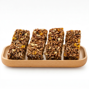 Barres de riz brun croustillantes et snacks soufflés - Céréales énergétiques nutritives avec des noix, riches en fibres, prêts à consommer, friandise sucrée - Product Image 1