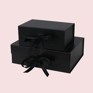 Luxury Black Ribbon Foldable Magnetic Paper Packaging <b>Box</b> Wholesale Custom Gift <b>Box</b> for Clothing Footwear Cosmetics - Product Image 4