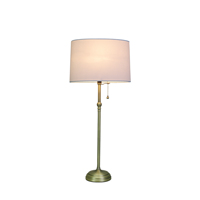 Laiton antique Design traditionnel lampe de chevet tissu tambour Simple Base en fer chaîne de traction pour salle de lecture veilleuse électrique