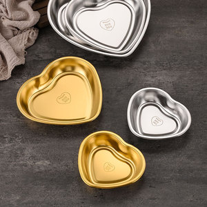Assiette à collation en acier inoxydable 304 en forme de cœur, bol à dessert doré/argenté, plat de service pour fête, assiette d'amour YX9151 - Product Image 1