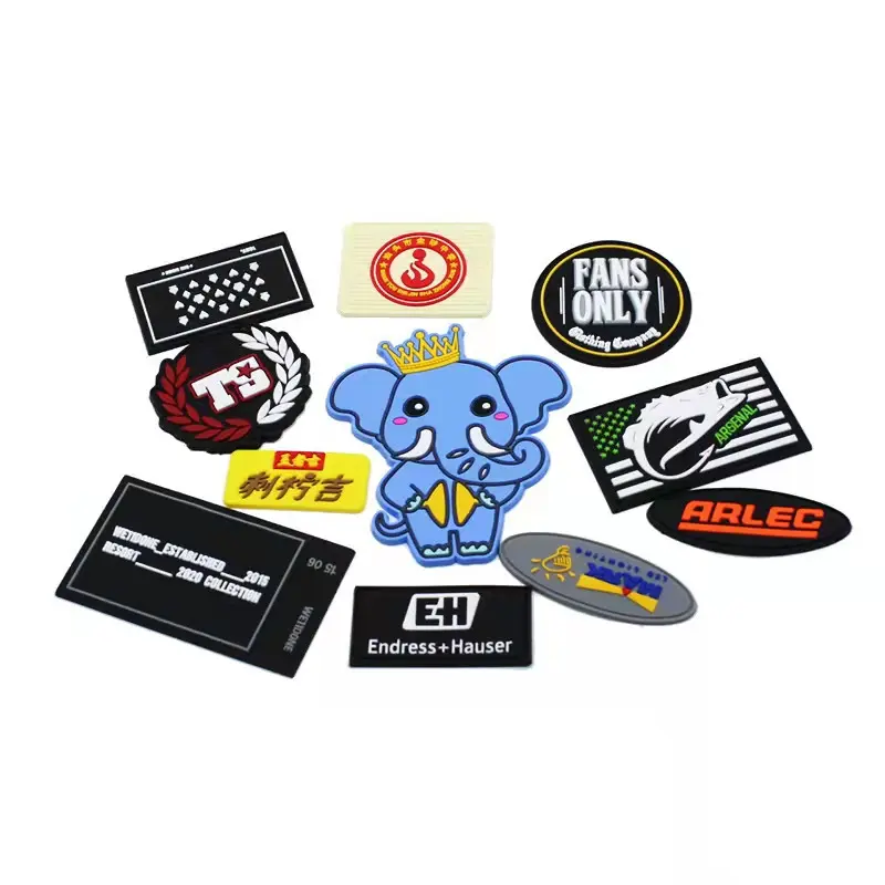 silicone label embossed custom clothing rubber Logo label Soft PVC Rubber tags for clothing