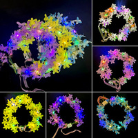 Hete Aanbieding Lichtgevende LED Bloemenkrans Mauve Hoofdband Garland voor Kerstmis Nieuwjaar Festival Party Prom Bruiloft Concert Decoratie