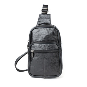 Genuine Leather Crossbody <b>Bag</b> Men's Chest <b>Bag</b> Multi Functional Solid Color Wear Resistant Shoulder <b>Bag</b> Everyday Outfits - Product Image 5