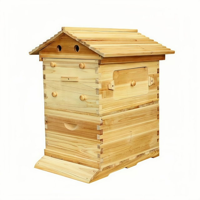 Automatic Self-Flowing Beehive Box with 7 Frames, Wooden Honey Harvesting Hive for Beekeeping Equipment