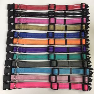 2026 Hot Sale Adjustable Training Plain Nylon Pet Collar <b>Hardware</b> Buckle Reflective Webbing For Dog Night Walking Safely - Product Image 2
