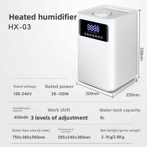 Heating Ultrasonic <b>Humidifier</b> 6L AC Powered Timing Function Home Bedroom Desktop Large Capacity - Product Image 2
