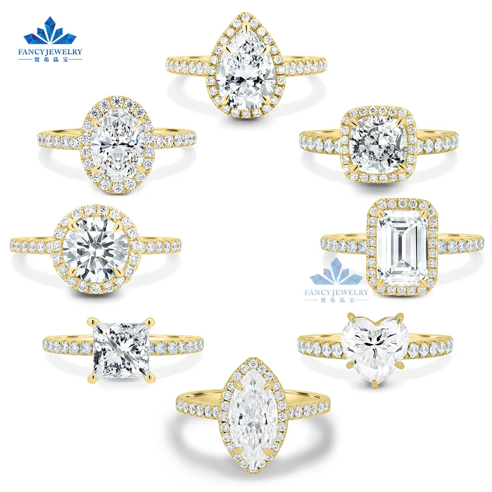 Anel De Prata Profissional Moissanite Anel De Diamante Para Atacado Anel De Casamento De Ouro Branco