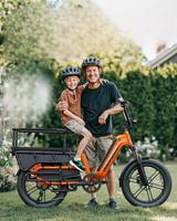 Vélo cargo électrique de ville HovCart avec stock en entrepôt allemand (UE/US/AU), deux sièges de protection pour enfants, capteur de couple et batterie au lithium à grande autonomie