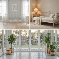 Canapé-lit de luxe victorien en métal, cadre de lit de repos en fer avec motifs décoratifs pour la maison, la chambre d'amis, l'appartement, le studio