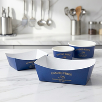 Barquette alimentaire en papier kraft écologique avec logo personnalisé, boîte de service pour frites et hamburgers pour les restaurants à emporter