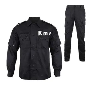 KMS grosir diskon besar untuk dikirim luar ruangan kamuflase Latihan Trekking tempur pakaian seragam Set hitam untuk berburu