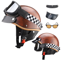 Casque de moto modulaire ABS vintage rétro ouvert demi-face en promotion avec un cadeau offert