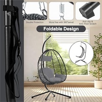 Chaise suspendue pliable en osier PE, chaise œuf moderne, support en acier pour chaise suspendue, en promotion