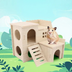 Moderna Villa de Madera de Doble Capa para Hámsters y Conejos con Cama Columpio y Balancín para Todas las Estaciones, Uso Exterior - Product Image 3