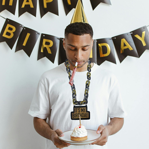 Collana con Catena in ABS Personalizzata con Scritta 'È <span class=keywords><strong>IL</strong></span> <span class=keywords><strong>MIO</strong></span> COMPLEANNO' per Feste, <span class=keywords><strong>San</strong></span> <span class=keywords><strong>Valentino</strong></span>, Ringraziamento, Natale e Festa del Papà - Product Image 4