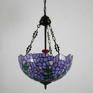 Lámpara Colgante de Techo Estilo Tiffany Victoriano LongHuiJing de 16 Pulgadas con 3 Luces y Pantalla Multicolor de Glicinia, Ideal para Sala de Estar - ¡Venta Caliente! - Product Image 6