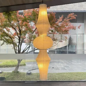 Lanterne en <span class=keywords><strong>papier</strong></span> esthétique Wabi-Sabi <span class=keywords><strong>de</strong></span> la dynastie Song, Lustre d'escalier central en acier inoxydable, <span class=keywords><strong>Suspension</strong></span> design pour salon - Product Image 5