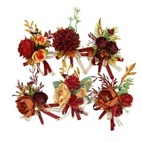 Bunga Boutonniere Buatan dari Kain Warna Merah Anggur Model DH FGH-425 untuk Acara Bisnis, Upacara Pembukaan, Pernikahan, Tamu Undangan