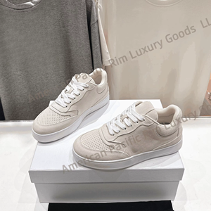 Chaussures de marche rétro unisexes blanches avec empeigne en cuir épais et plat, respirantes, rehaussées pour l'été, pour couples, style Celine - Product Image 1