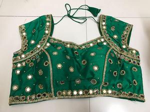 Exquisite Hand-Finished Embroidered Woven Crop Top Saree <b>Blouse</b> Fully Stitched & Padded <b>Satin</b> Fabric Winter Ready All Sizes - Product Image 2