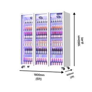 Réfrigérateur à boissons vertical commercial à 3 portes en acier inoxydable, refroidissement par air, refroidissement forcé, équipement de réfrigération réglable - Product Image 2