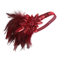 LOWOSAIWOR Feder-Pailletten 1920er Jahre Gatsby-Stirnband für Damen Erwachsenen-Party-Kopfschmuck Modell 16 Einzeln Verpackt ODM-Lieferung
