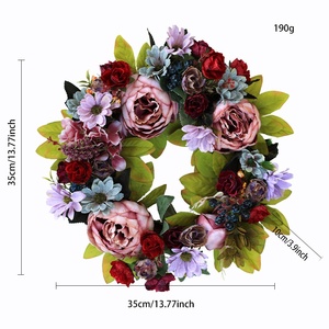 18 Inch Lụa Hoa Mẫu Đơn Vòng Hoa Với Bạch Đàn Tú Cầu Cho Phía Trước Cửa Đám Cưới Nhà Mùa Xuân Mùa Hè Giáng Sinh Halloween Trang Trí Nội Thất - Product Image 3