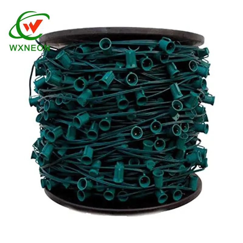 Ngoài Trời C9 1000 Spool 12 ''Không Gian Ổ Cắm Màu Xanh Lá Cây Dây Giáng Sinh Patio Đảng Sử Dụng Chuỗi Ánh Sáng