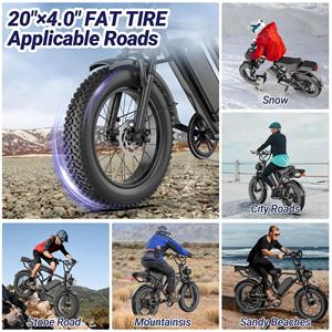Vélo électrique haute performance 250W, pneus larges de 20 pouces, vélo de montagne électrique à suspension intégrale, tout-terrain, pour chemins en pierre - Product Image 4