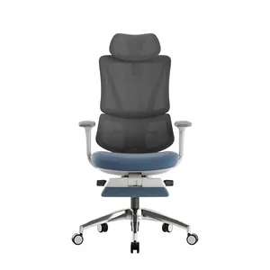 Silla de oficina con respaldo alto blanco de excelente calidad, funcional hidráulica con reposapiés, silla de oficina giratoria para gerente invitado